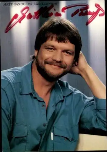 Ak Moderator Matthias Preuss, Radio Luxemburg, RTL, Portrait, Autogramm