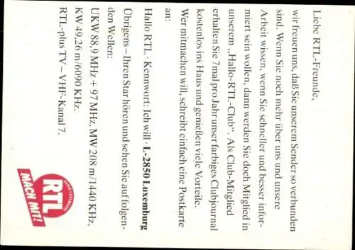 Ak Moderator Matthias Preuss, Radio Luxemburg, RTL, Portrait, Autogramm