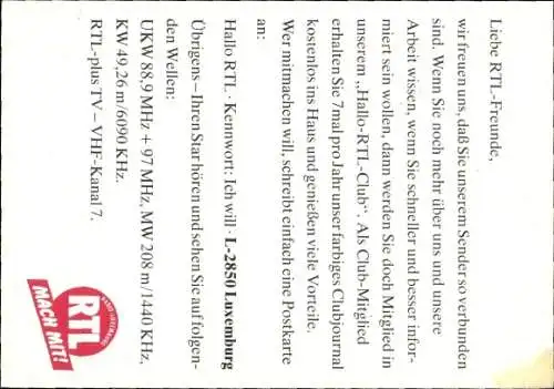 Ak Moderator Matthias Preuss, Radio Luxemburg, RTL, Portrait, Autogramm