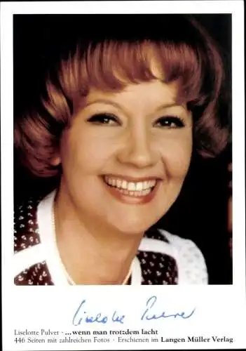 Ak Schauspielerin Liselotte Pulver, Portrait, Autogramm