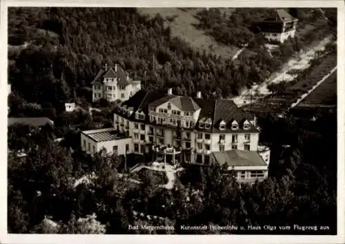 Ak Bad Mergentheim in Tauberfranken, Kuranstalt Hohenlohe, Haus Olga, Fliegeraufnahme