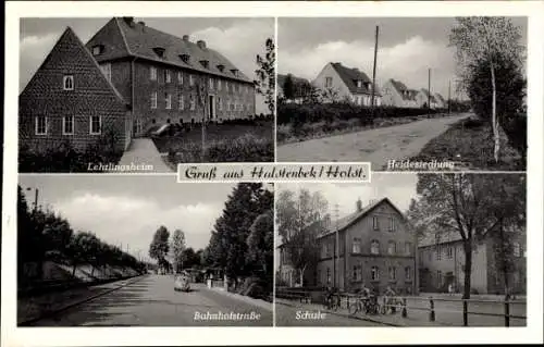 Ak Halstenbek in Holstein, Lehrlingsheim, Heidesiedlung, Bahnhofstraße, Schule