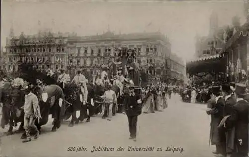 Foto Ak Leipzig in Sachsen, 500jähr. Jubiläum der Universität, Festzug