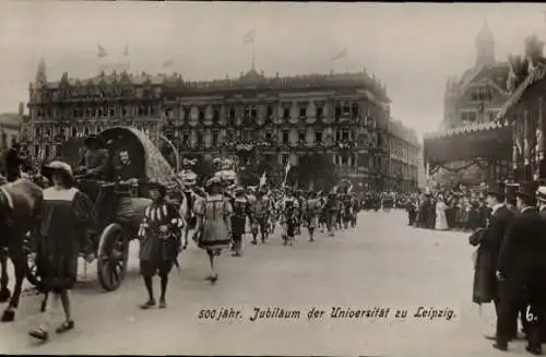 Foto Ak Leipzig in Sachsen, 500 jähr. Jubiläum der Universität zu Leipzig, Festzug