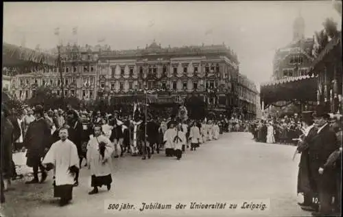 Foto Ak Leipzig in Sachsen, 500 jähr. Jubiläum der Universität zu Leipzig, Festzug