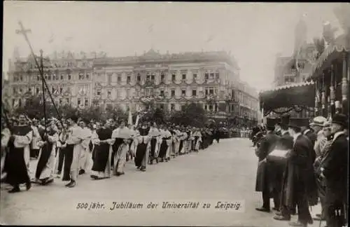 Foto Ak Leipzig in Sachsen, 500 jähr. Jubiläum der Universität zu Leipzig, Festzug