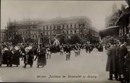 Foto Ak Leipzig in Sachsen, 500 jähr. Jubiläum der Universität zu Leipzig, Festzug