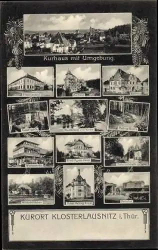 Ak Bad Klosterlausnitz in Thüringen, Kurhaus, Hotel Herzog Ernst, Bahnhof, Klosterteich