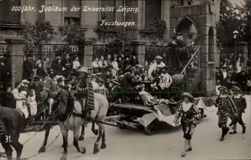 Foto Ak Leipzig in Sachsen, 500 jähr. Jubiläum der Universität zu Leipzig, Festzug, Faustwagen