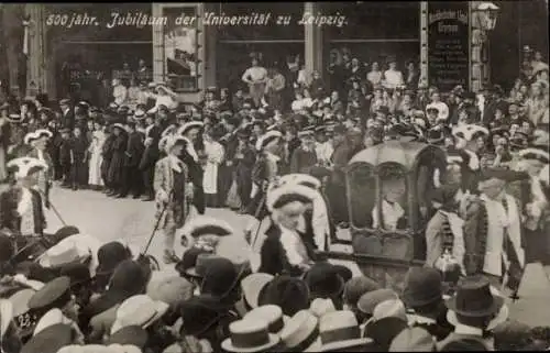 Foto Ak Leipzig in Sachsen, 500 jähr. Jubiläum der Universität zu Leipzig, Festzug, Sänfte