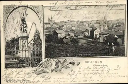 Ak Solingen im Bergischen Land, Gesamtansicht, Kriegerdenkmal