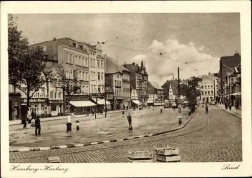 Ak Hamburg Harburg, Sand, Gleise, Straßenpartie