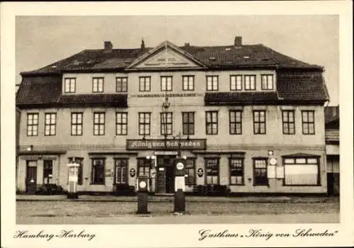 Ak Hamburg Harburg, Gasthaus König von Schweden, Tankstelle