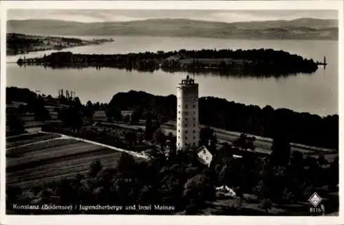 Ak Konstanz am Bodensee, Fliegeraufnahme, Jugendherberge, Insel Mainau