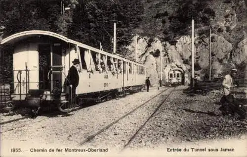 Ak Montreux Kanton Waadt Schweiz, Montreux-Oberland-Bahn, Tunnel, Jaman