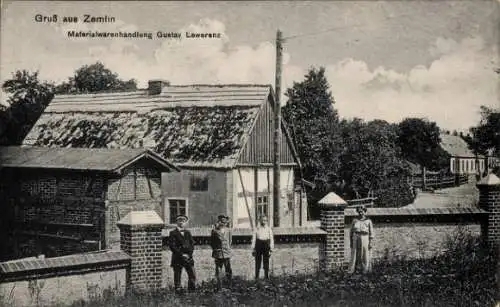 Ak Samlino Zemlin Pommern, Materialwaren-Geschäft, Kinder