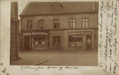 Foto Ak Ålborg Aalborg Dänemark, Geschäft von J. Lindbach