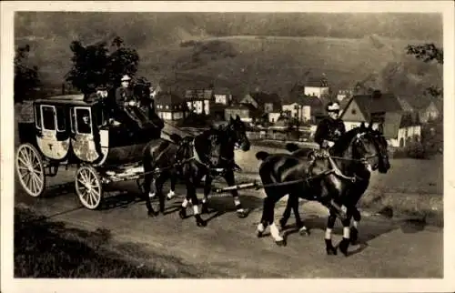 Ak Oberschlema Bad Schlema im Erzgebirge Sachsen, Pferdepostkutsche