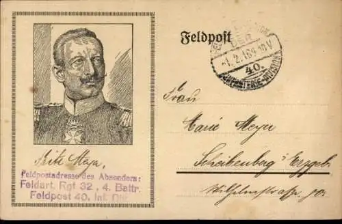 Litho Kaiser Wilhelm II., Porträt in Uniform