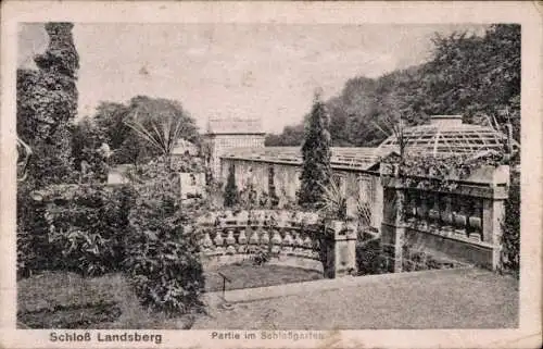 Ak Ratingen Nordrhein Westfalen, Schloss Landsberg bei Kettwig, Schlossgarten