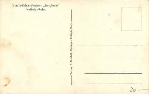 Ak Kettwig Essen im Ruhrgebiet, Stadtwald-Sanatorium Jungborn, Speisesaal