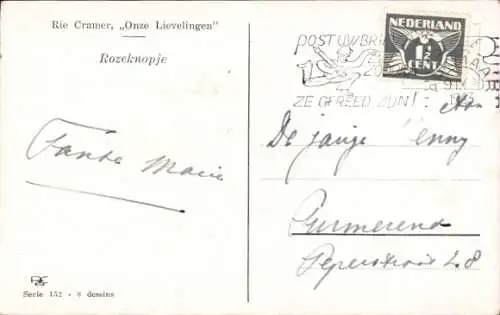 Künstler Ak Cramer, Rie, Glückwunsch, Kind in der Wiege