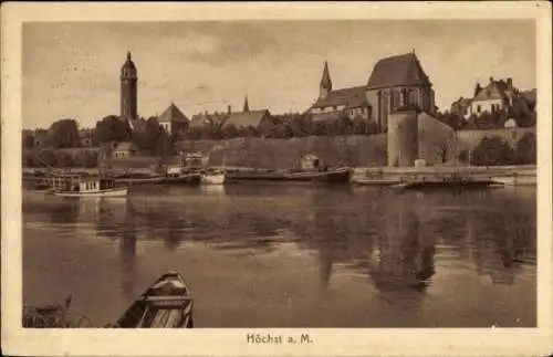 Ak Höchst am Main Frankfurt am Main Hessen, Stadtpanorama vom Fluss