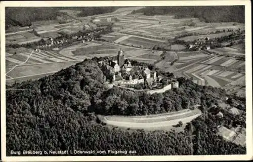 Ak Neustadt Breuberg im Odenwald, Burg Breuberg, Fliegeraufnahme