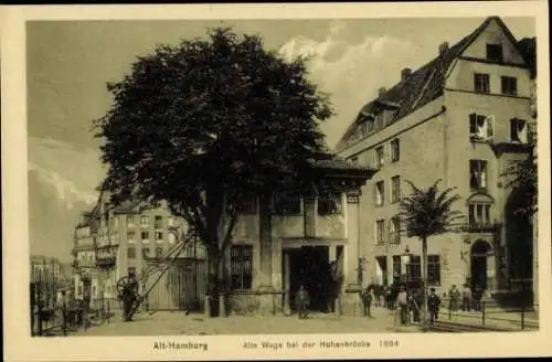 Ak Hamburg Mitte Altstadt, Alte Waage bei der Hohenbrücke, 1884