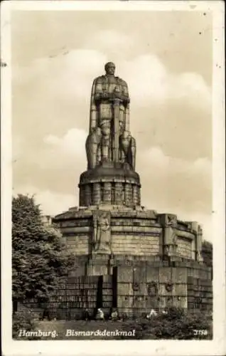 Ak Hamburg Mitte St. Pauli, Bismarck Denkmal