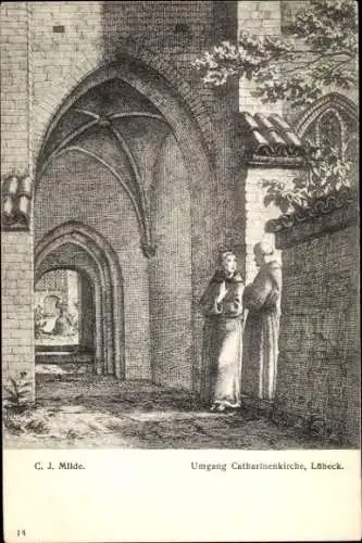 Künstler Ak Milde, C. J., Lübeck in Schleswig Holstein, Umgang Katharinenkirche