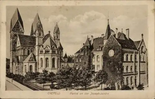 Ak Krefeld am Niederrhein, Josephskirche, Teilansicht