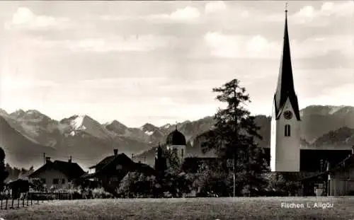 Ak Fischen im Allgäu Schwaben, Teilansicht, Kirche