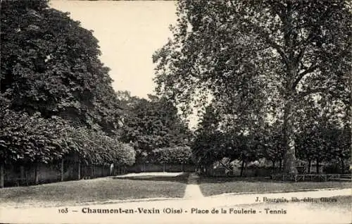 Ak Chaumont en Vexin Oise, Place de la Foulerie, Tennis