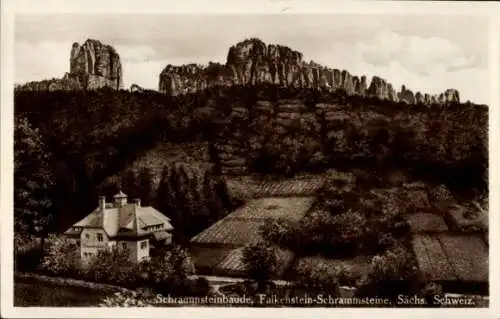 Ak Ostrau Bad Schandau Sächsische Schweiz, Schrammsteine, Schrammsteinbaude