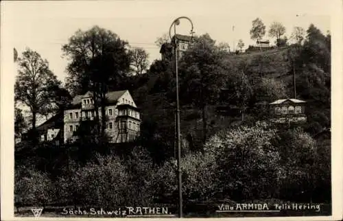 Foto Ak Rathen an der Elbe Sächsische Schweiz, Villa Armida, Felix Hering