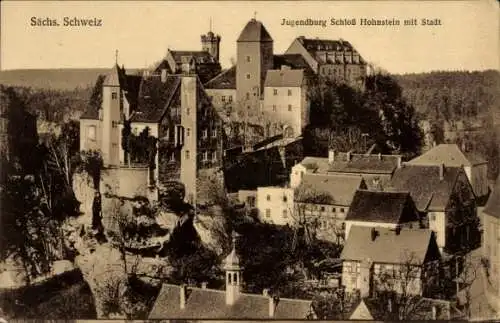 Ak Hohnstein in der Sächsischen Schweiz, Stadt mit Schloss