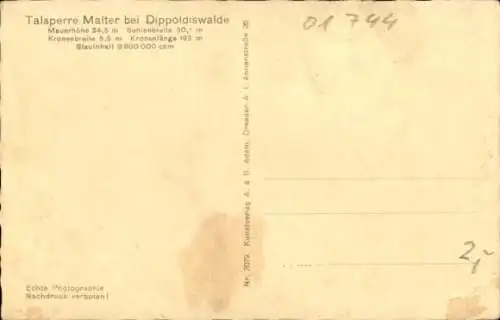 Ak Malter Dippoldiswalde, Talsperre Malter