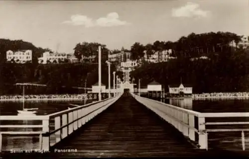 Ak Ostseebad Sellin auf Rügen, Landungsbrücke, Strand, Gebäude