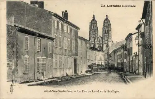 Ak Saint Nicolas von Port Meurthe und Moselle, Rue de Laval, Basilique