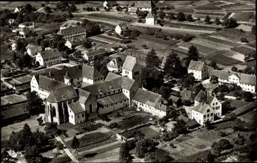 Ak Insel Reichenau am Bodensee, Mittelzell, Fliegeraufnahme, Münster, Kloster