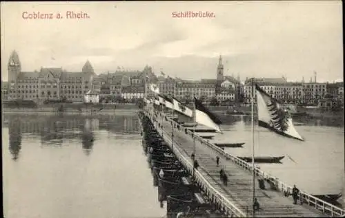 Ak Koblenz am Rhein, Schiffbrücke