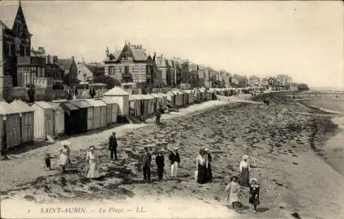 Ak Saint Aubin sur Mer Calvados, Strand