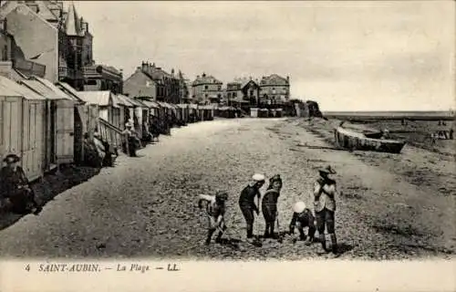 Ak Saint Aubin sur Mer Calvados, Strand