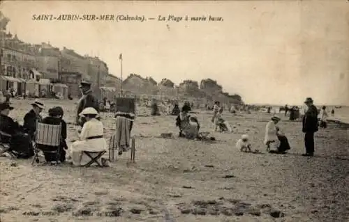 Ak Saint Aubin sur Mer Calvados, La Plage a maree basse