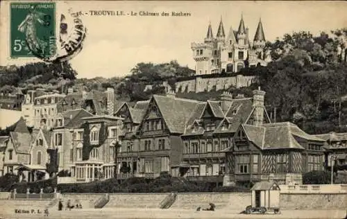 Ak Trouville sur Mer Calvados, Le Chateau des Roches, Villas de la Plage