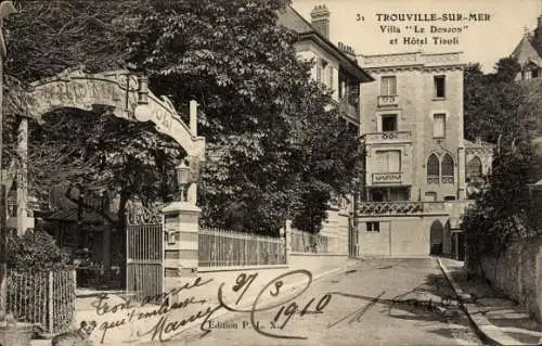 Ak Trouville sur Mer Calvados, Villa Le Donjon, Hotel Tivoli