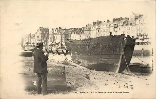 Ak Trouville Calvados, Dans le Port a Maree basse