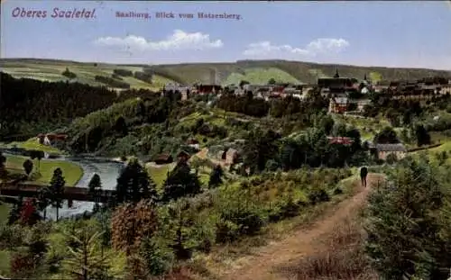 Ak Saalburg Thüringen, Blick vom Hatzenberg