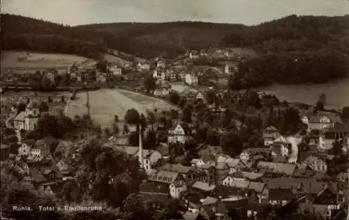 Ak Ruhla in Thüringen, Totalansicht, Blick von der Emilienruine